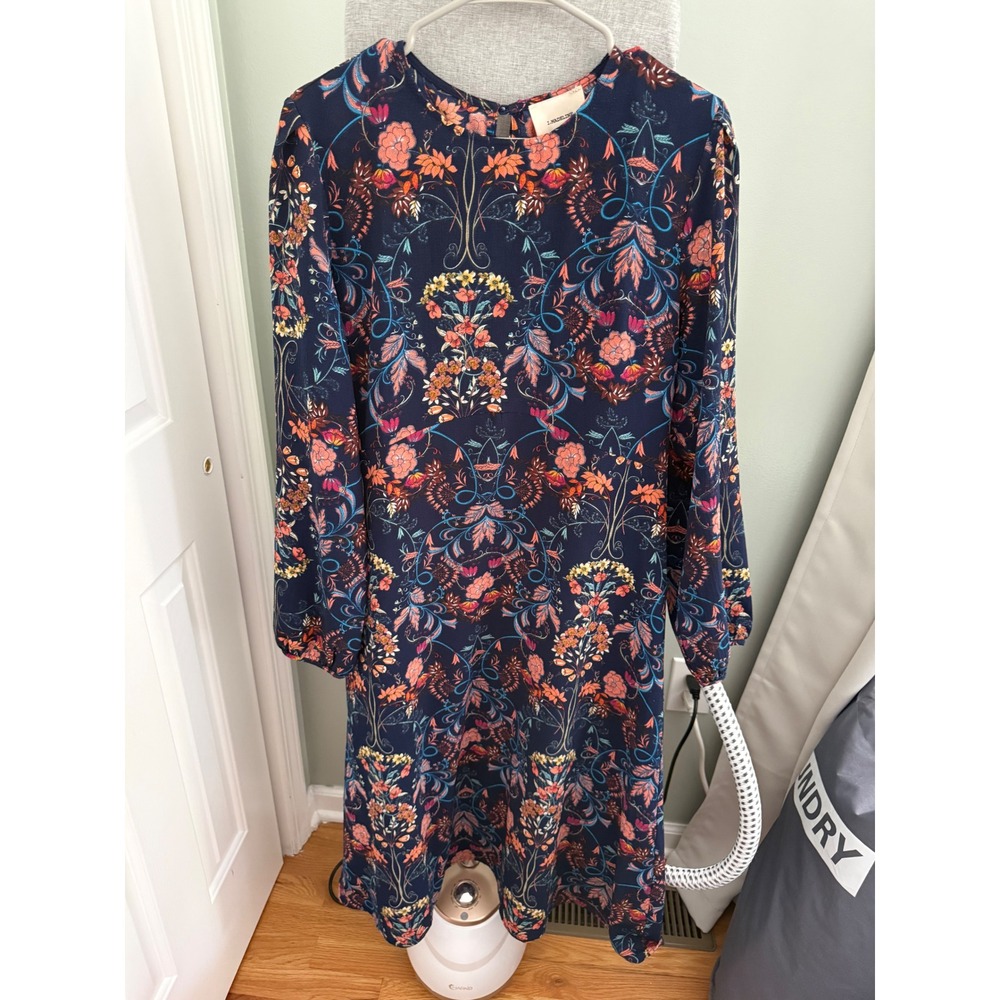 I. Madeline XL Navy Floral Midi Dress Long Sleeve Boho Whimsigoth MD1001